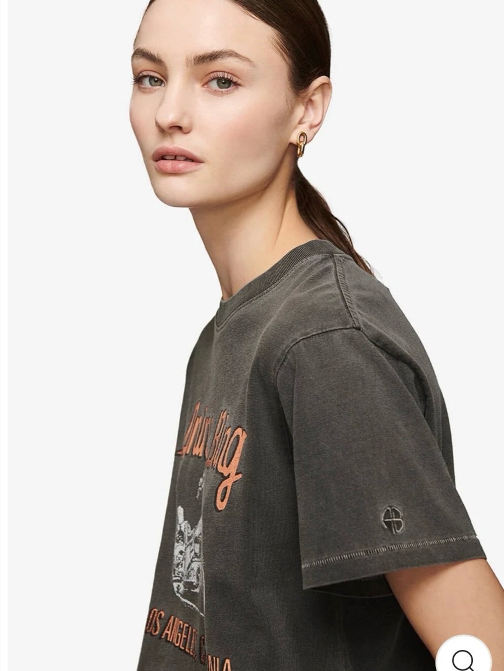 Anine Bing - Lili Tee Motorcycle in Washed Grey - Picture 2 of 6